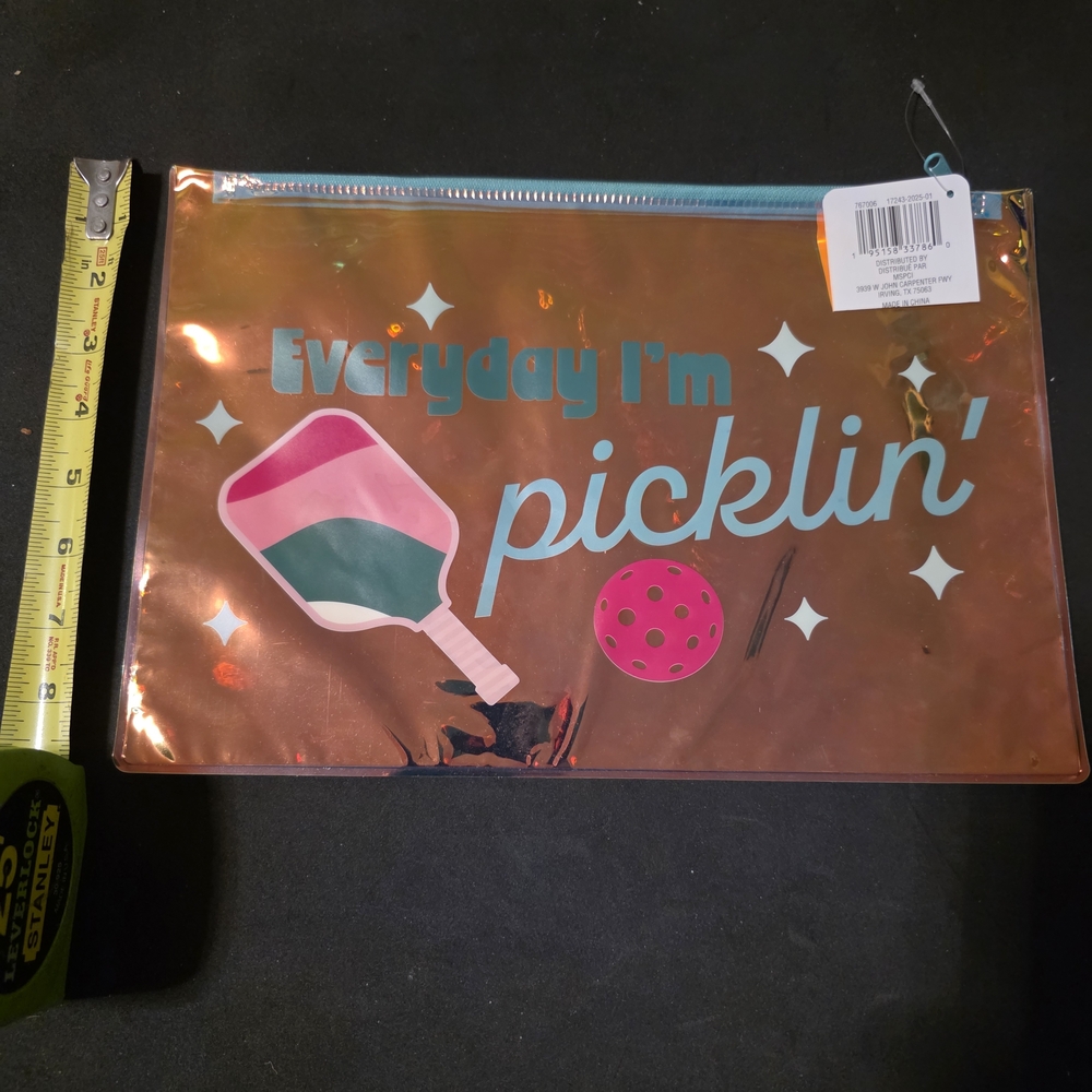 Everyday I'm Picklin' Holographic Pouch - Pink/Teal